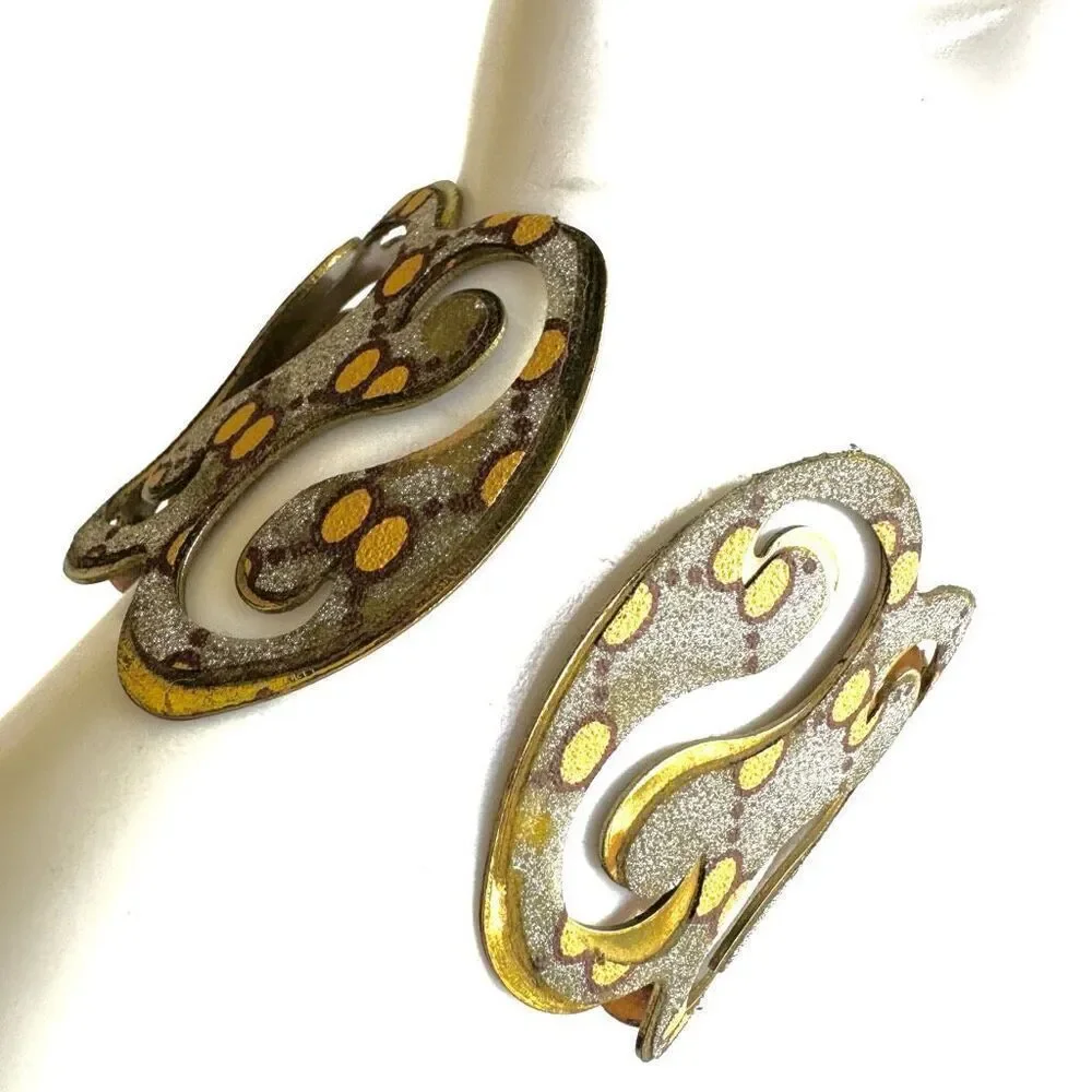 Silver gold wide cuff bracelet silver gold